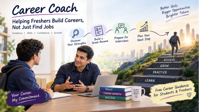 Career coach guiding a fresher on skills, career growth, interview preparation and professional development